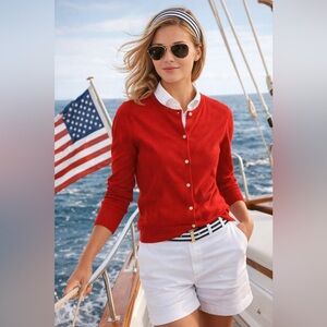Lands’ End Cardigan, Lightweight red sweater S/P business casual work, Office